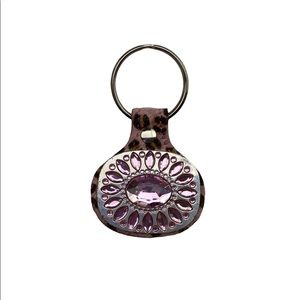Raviani NWT Rose Crystal Concho Leather Keychain